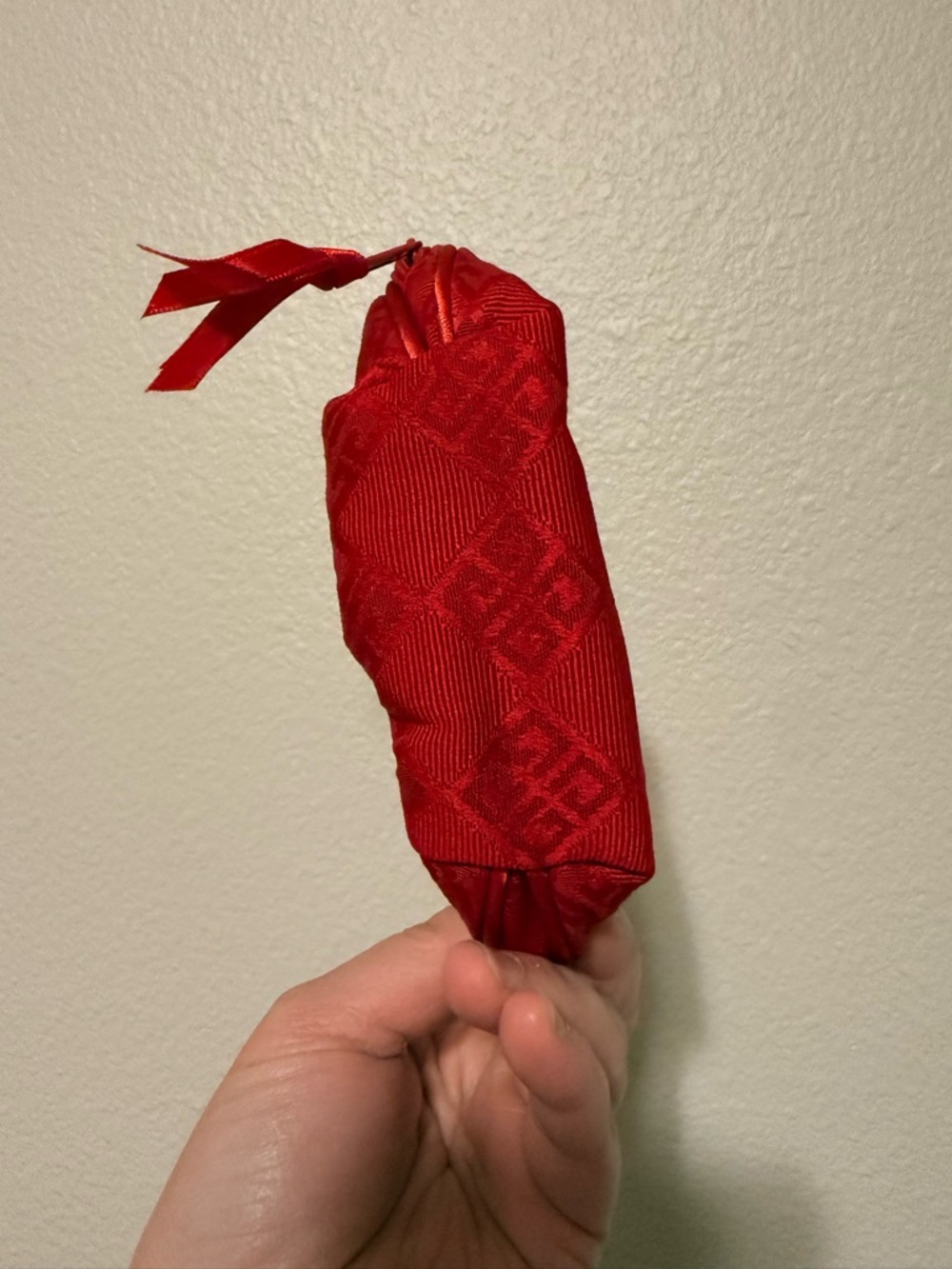 Givenchy Red Quilted Satin Cosmetic Pouch with Tassel Zip - Picture 3 of 5